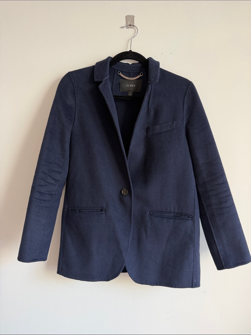 J. Crew Navy Brushed Wool Blazer, Size 0